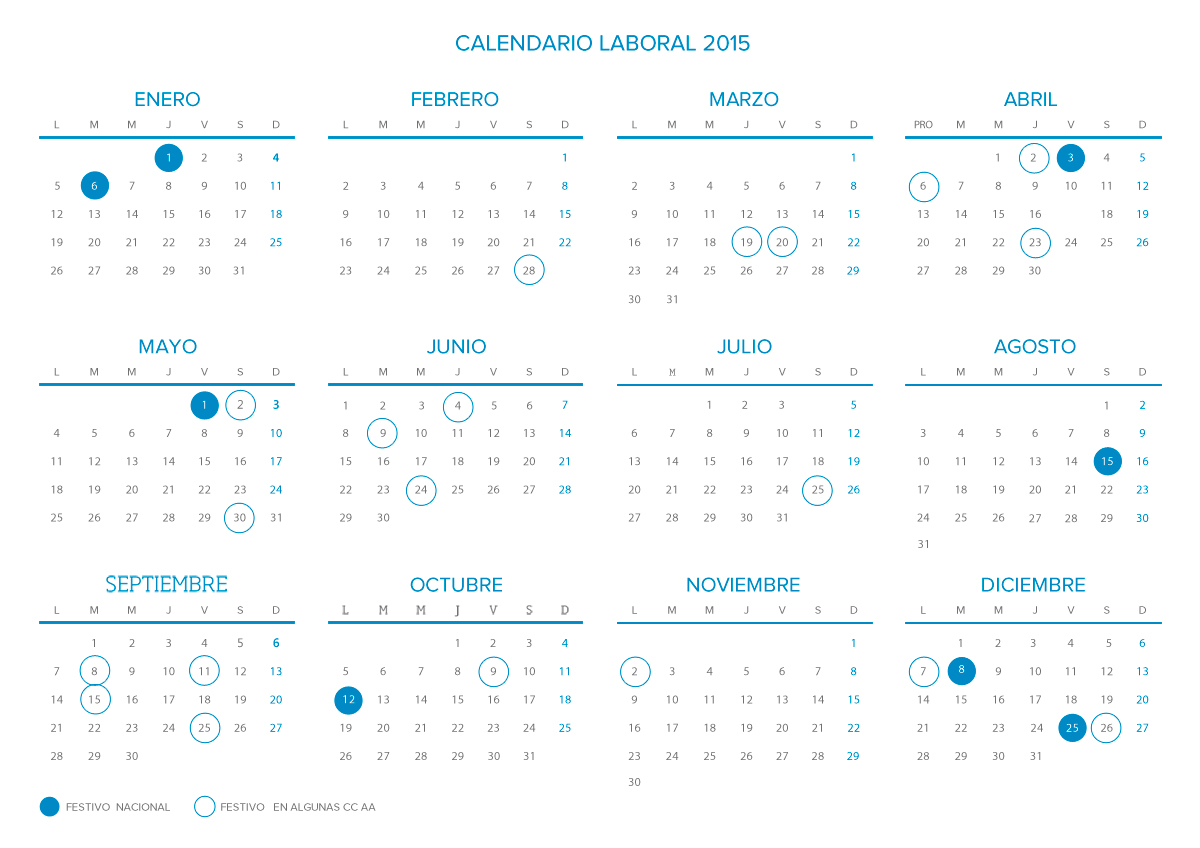 Calendario laboral y de festividades