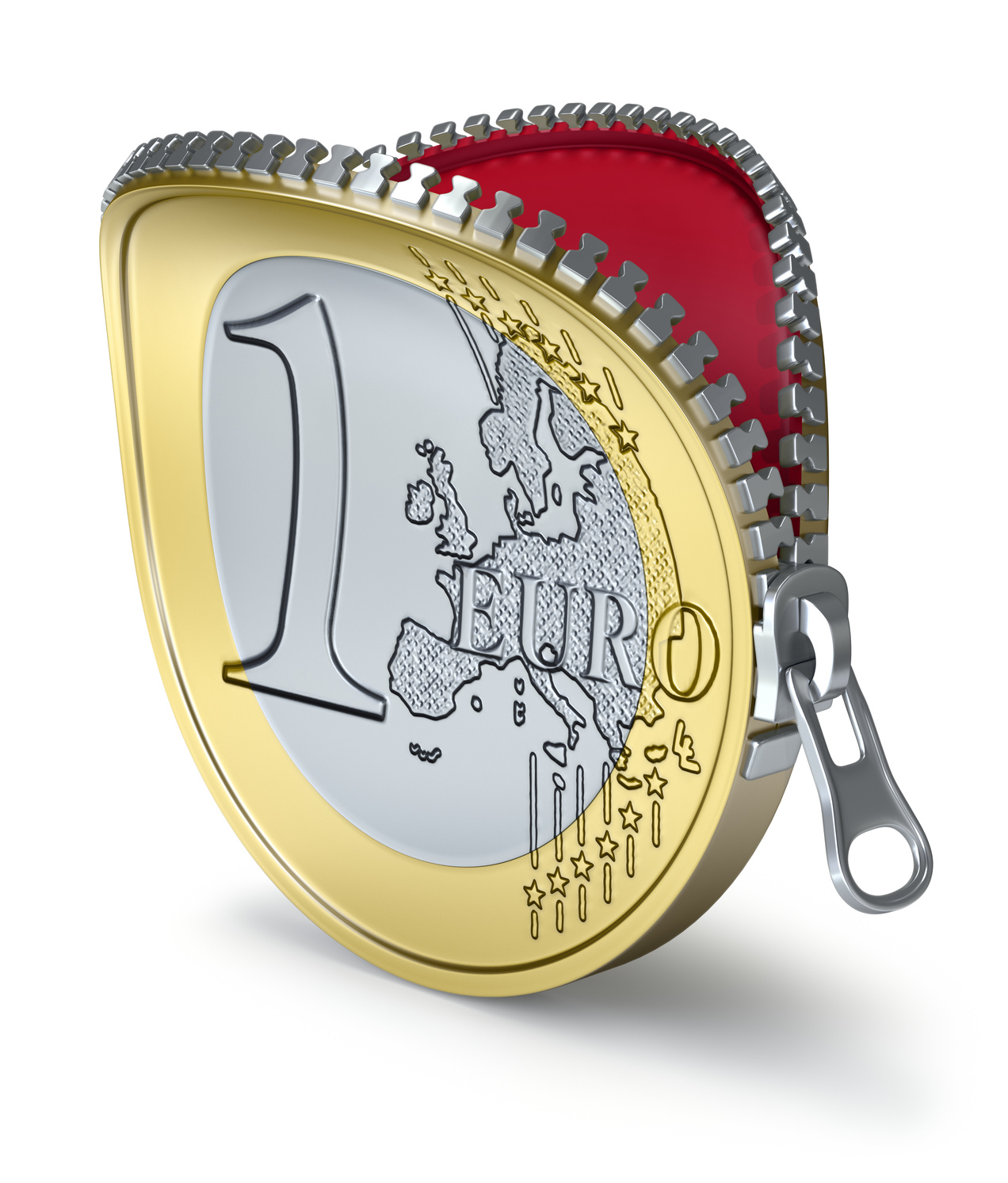 Euro coin with zipper