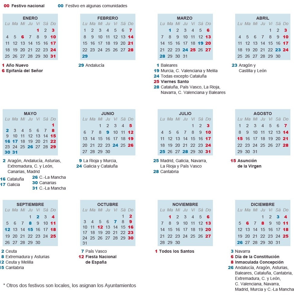 Calendario oficial de empresa